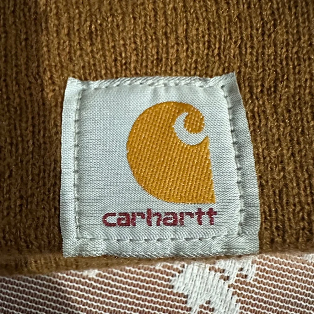 Carhartt Beanie Watch Hat Unisex‎ OSFA Brown Excellent A18 Ribbed Knit Logo Cap